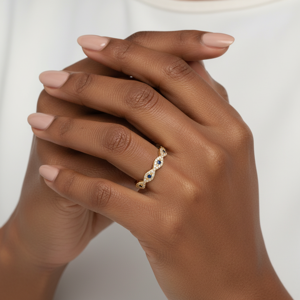 Pavé Evil Eye Ring by Seeyoura