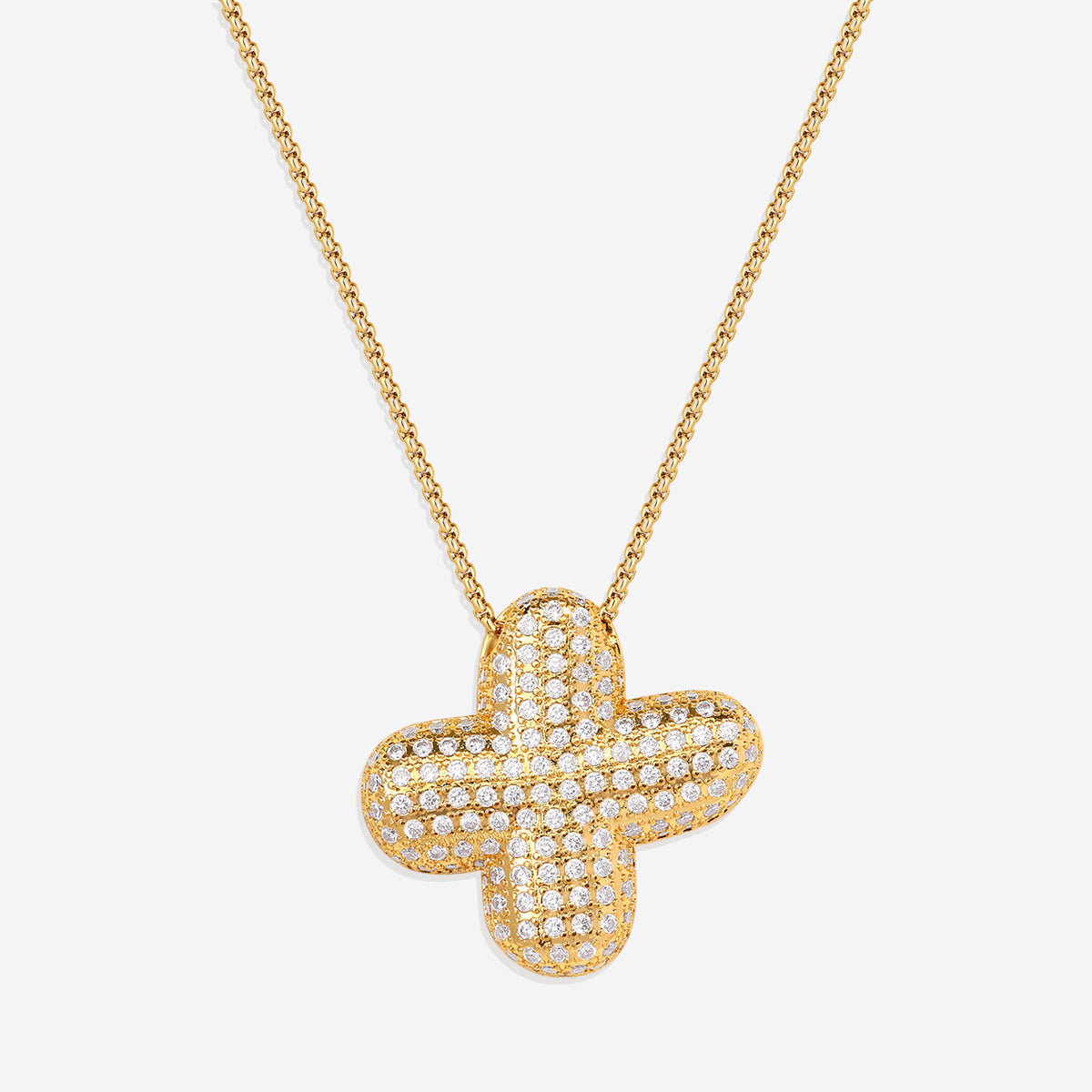 Pave Bubble Initial Necklace in gold by Seeyoura