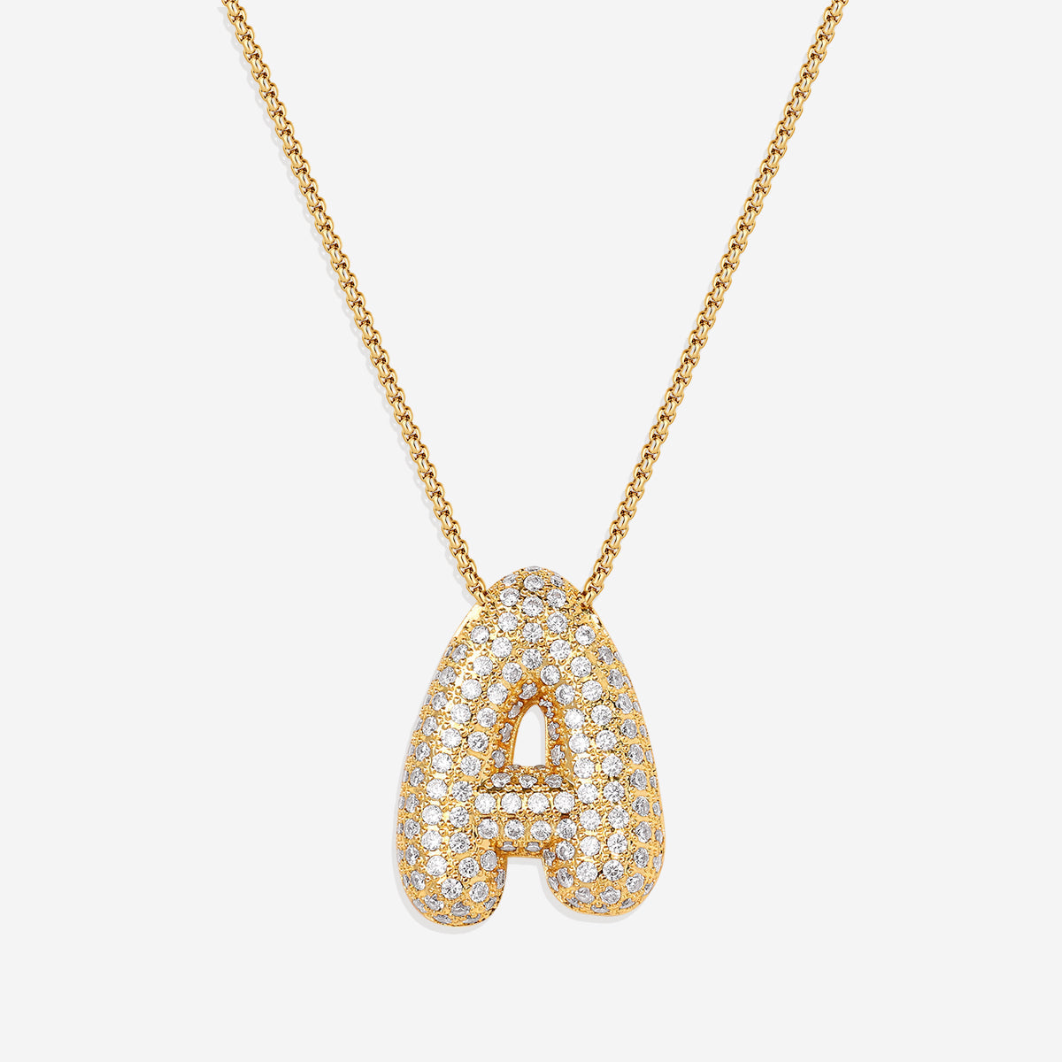 Pave Bubble Initial Necklace in gold, A by Seeyoura