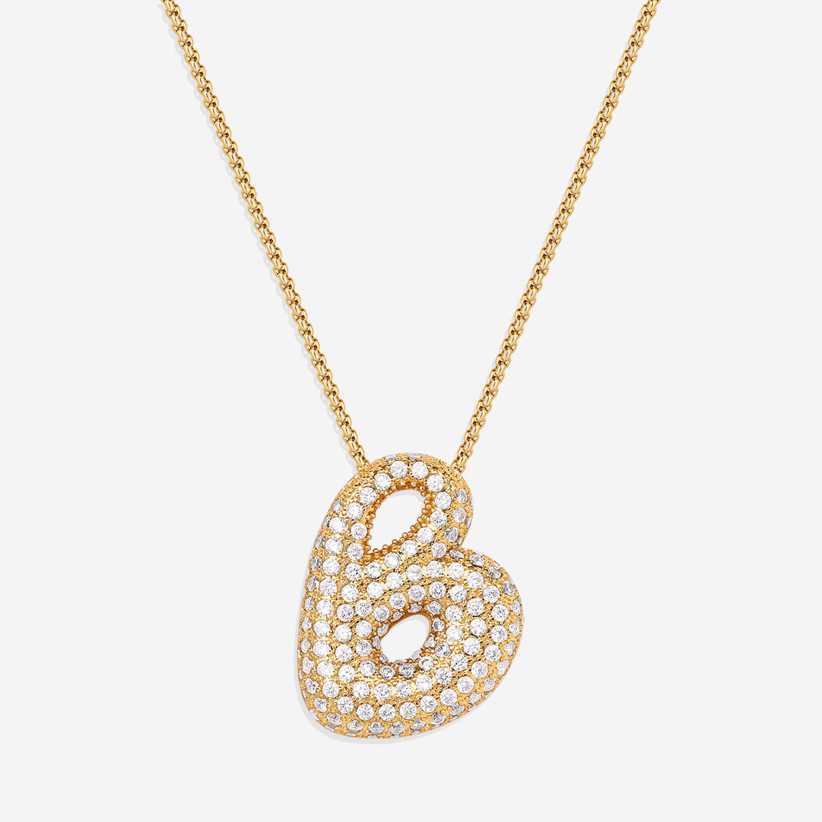 Pave Bubble Initial Necklace in gold, B by Seeyoura
