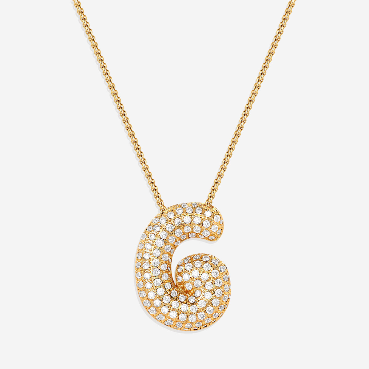 Pave Bubble Initial Necklace in gold, G by Seeyoura