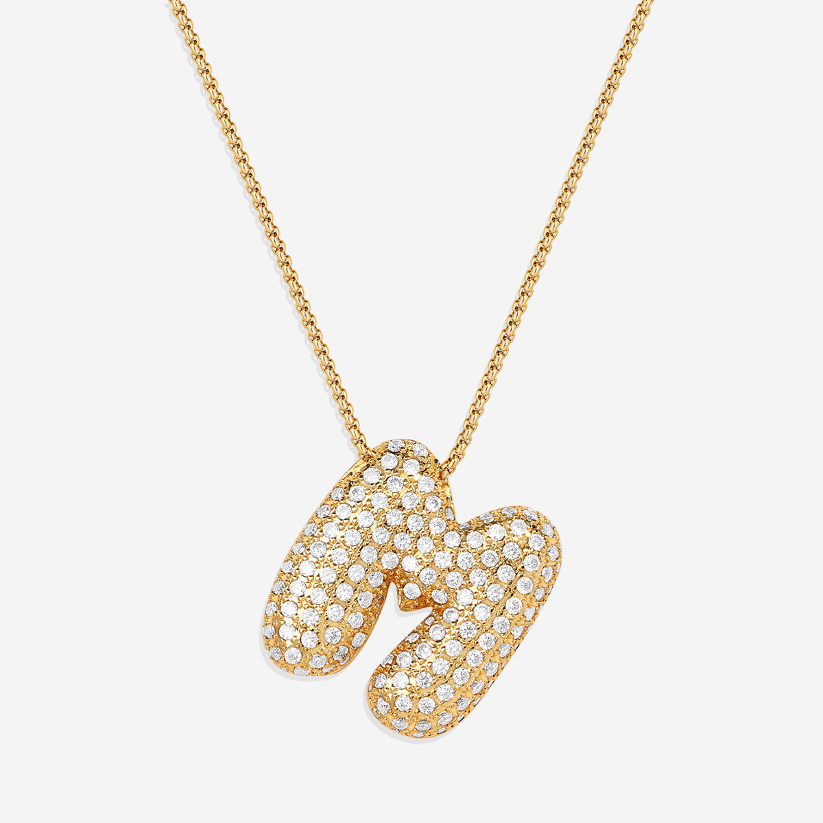 Pave Bubble Initial Necklace in gold, M by Seeyoura