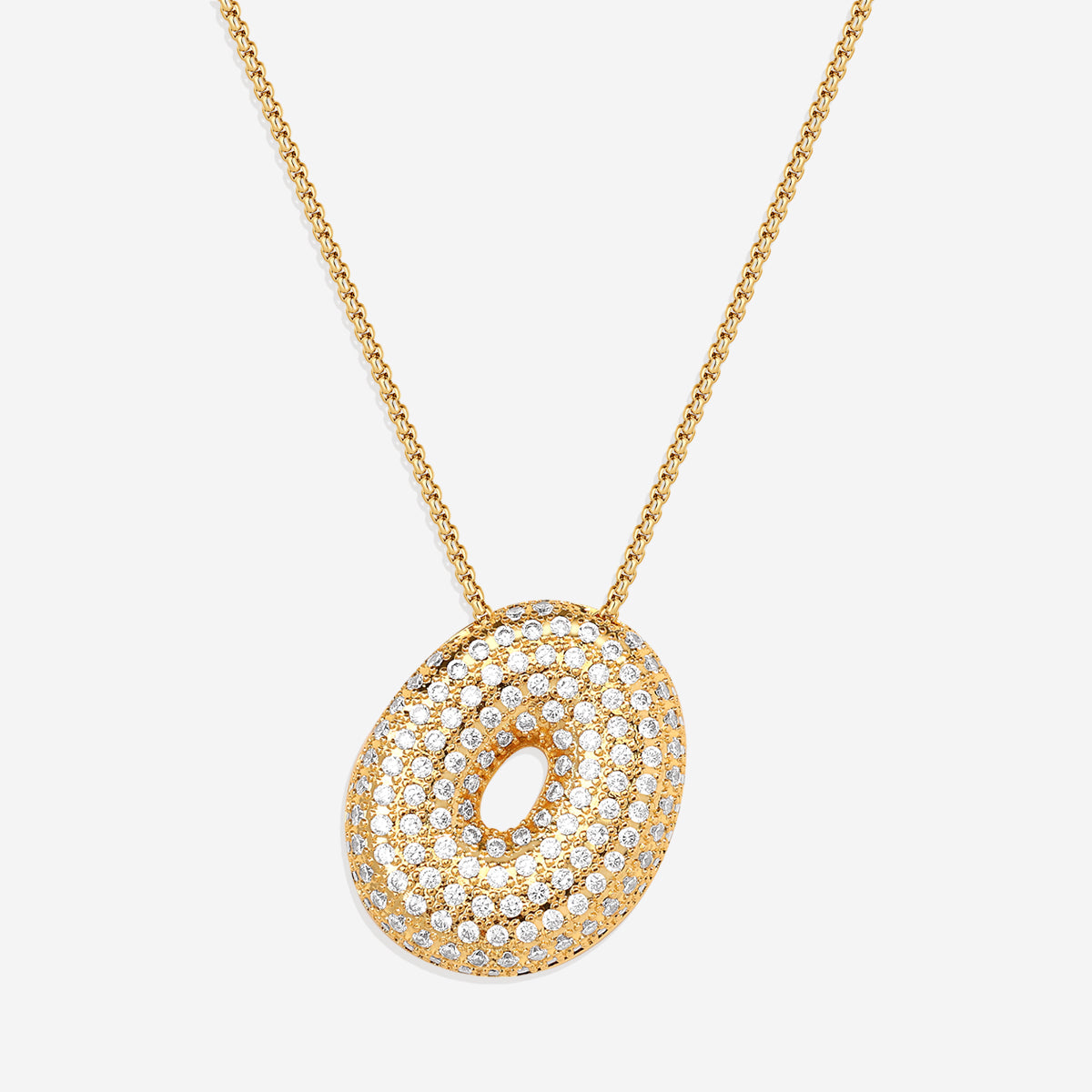 Pave Bubble Initial Necklace in gold, O by Seeyoura