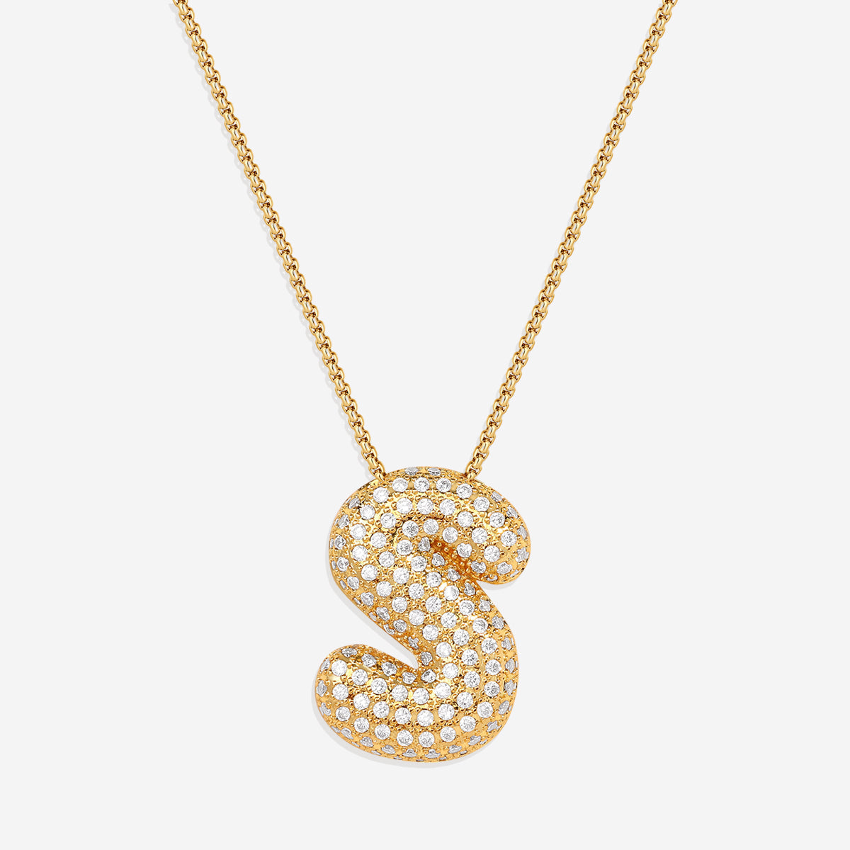 Pave Bubble Initial Necklace in gold, S by Seeyoura