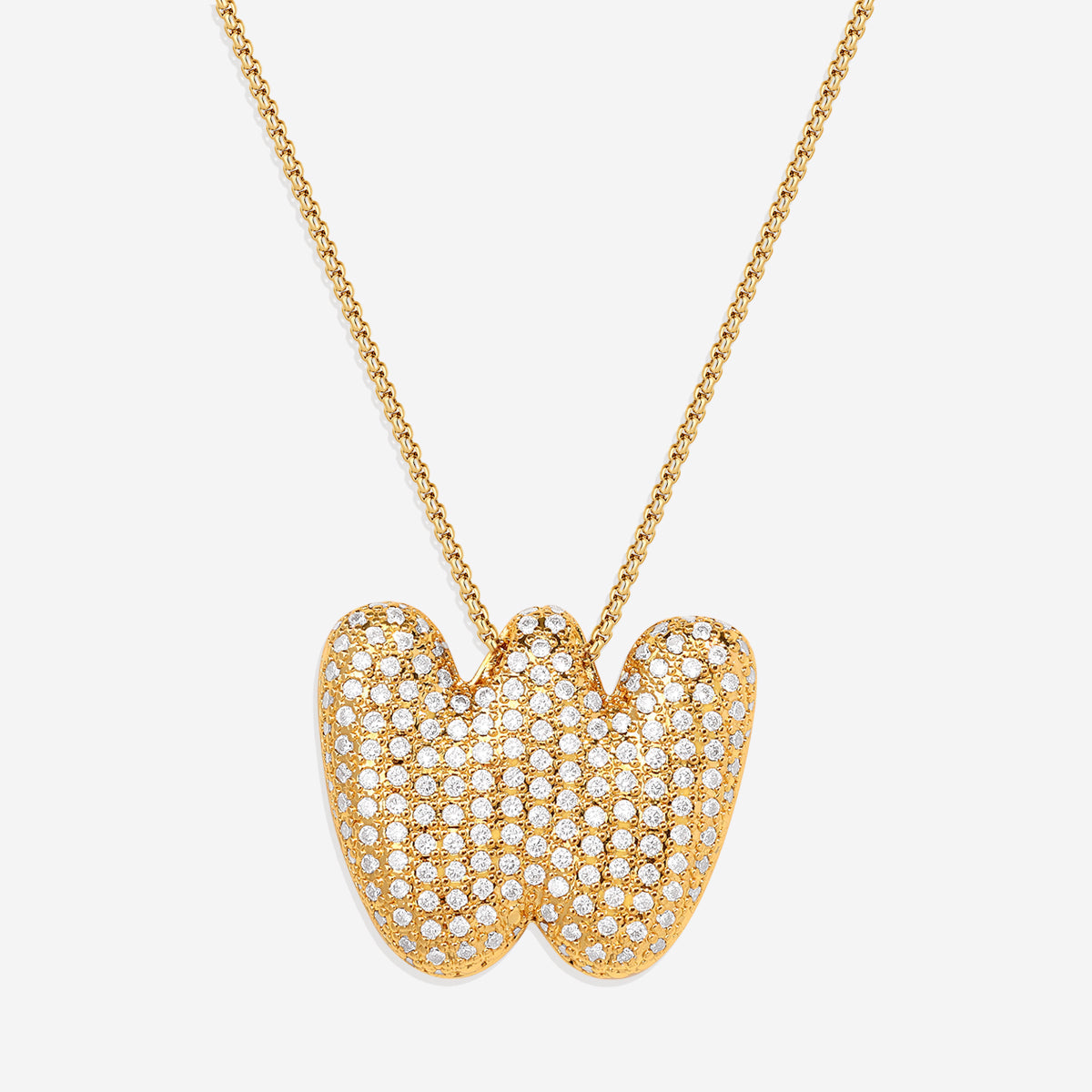 Pave Bubble Initial Necklace in gold, W by Seeyoura