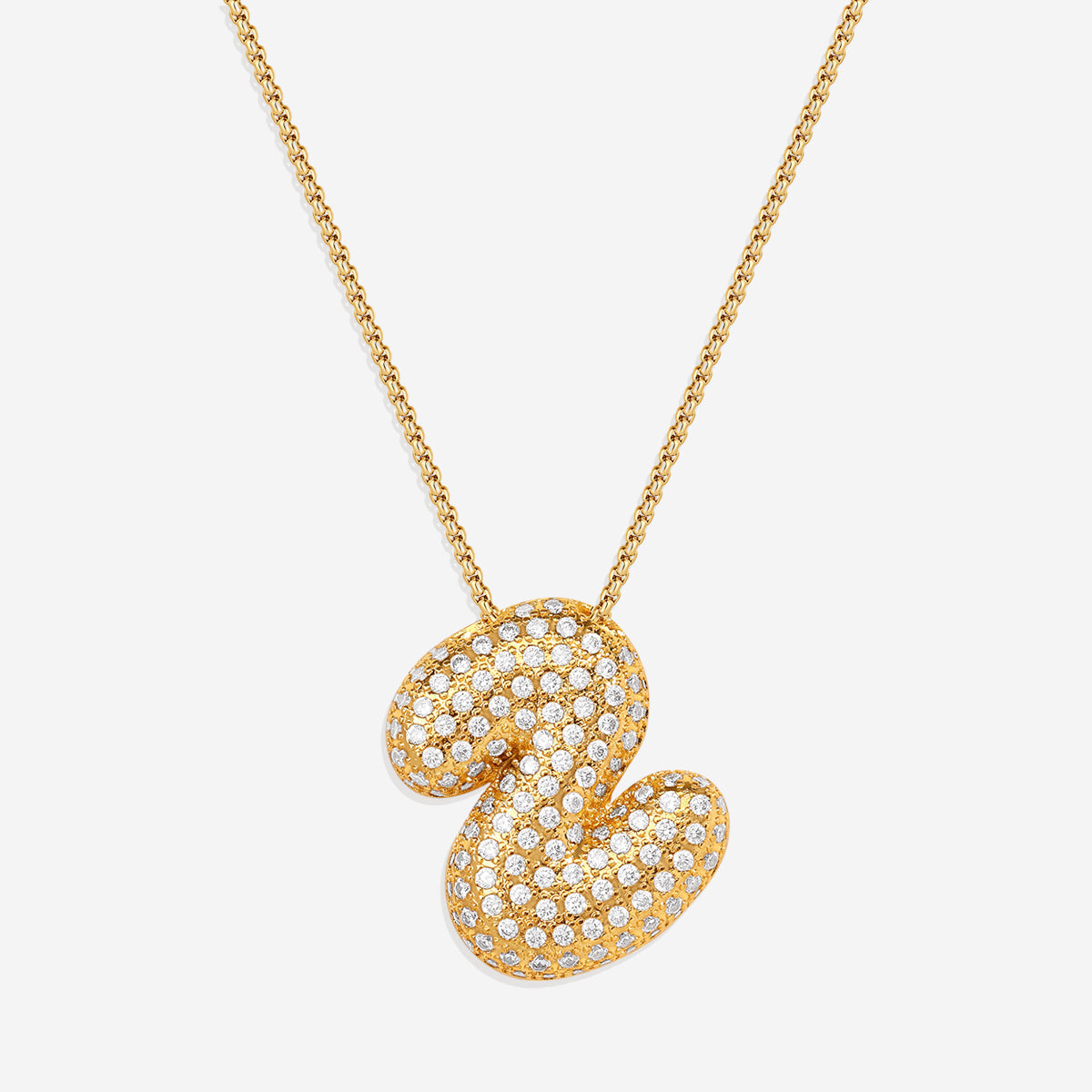 Pave Bubble Initial Necklace in gold, Z by Seeyoura