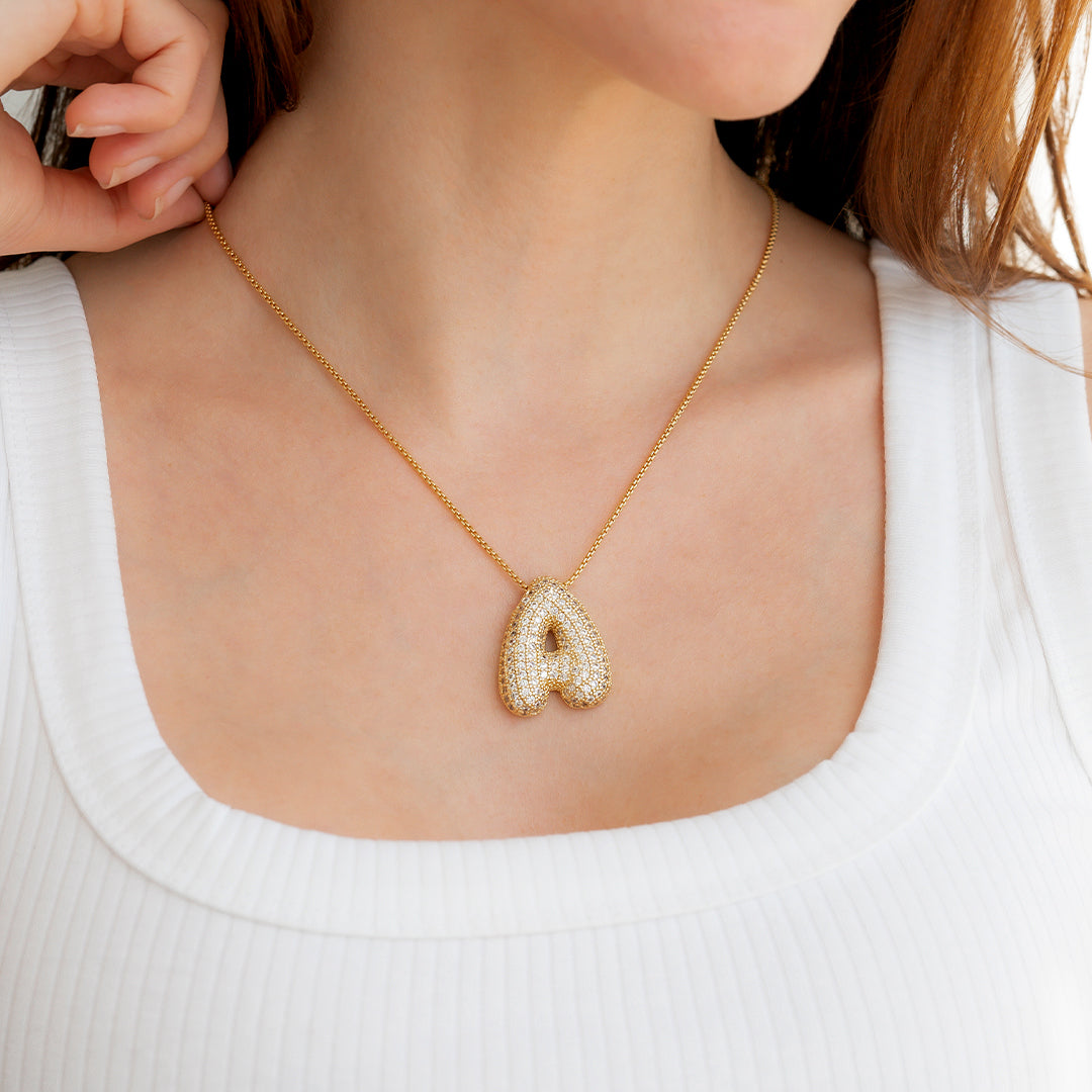 Pave Bubble Initial Necklace by Seeyoura