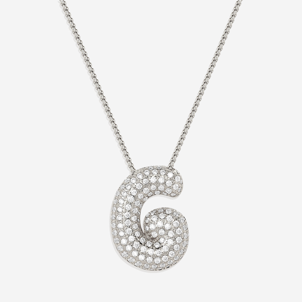 Pave Bubble Initial Necklace in silver, G by Seeyoura