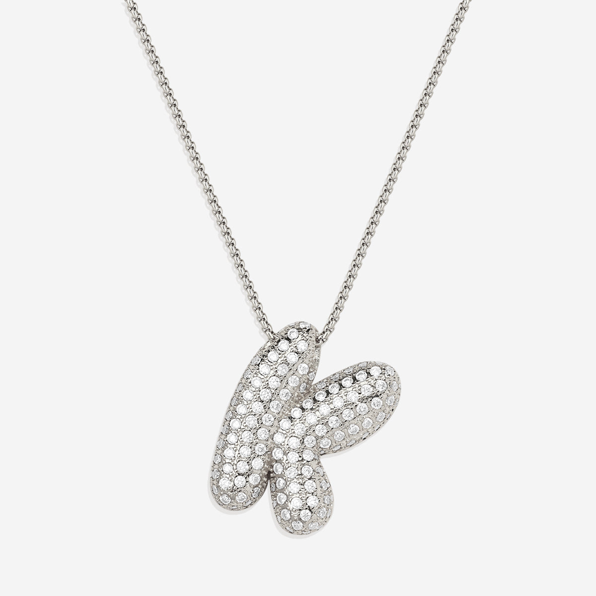 Pave Bubble Initial Necklace in silver, K by Seeyoura
