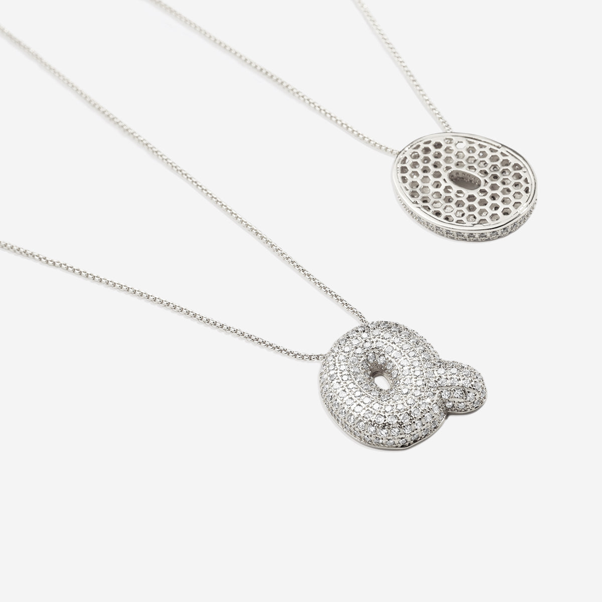 Pave Bubble Initial Necklace in silver, Q by Seeyoura