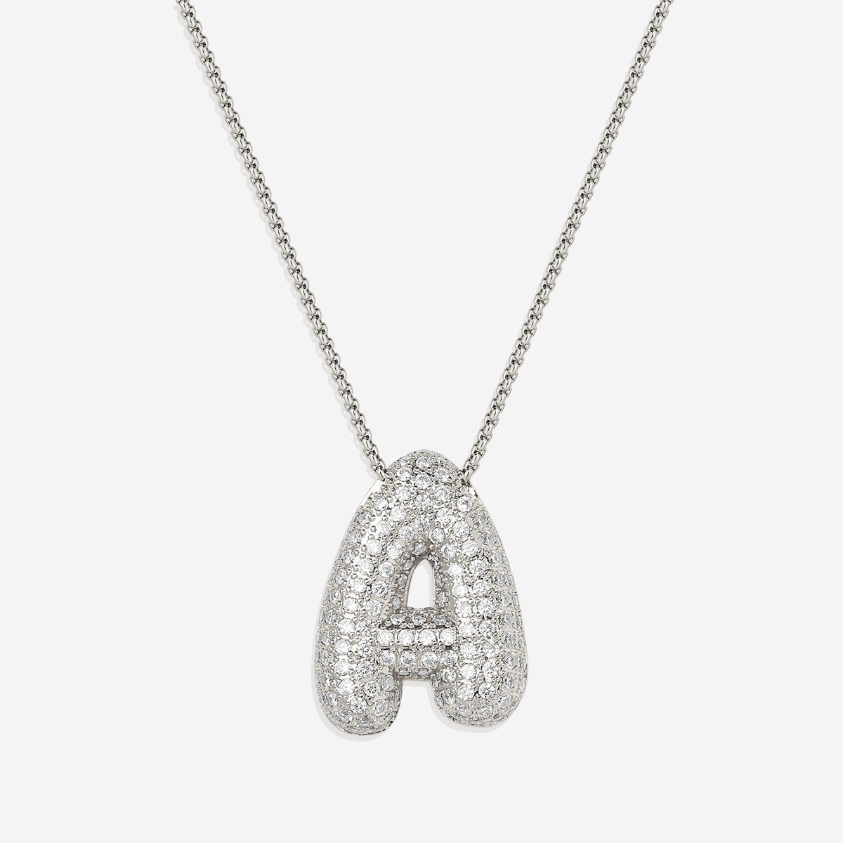 Pave Bubble Initial Necklace in silver by Seeyoura