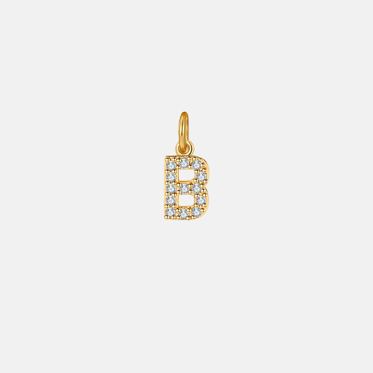 Dainty Pavé Initial Charm in 18-k-gold-over-sterling-silver, B by Seeyoura