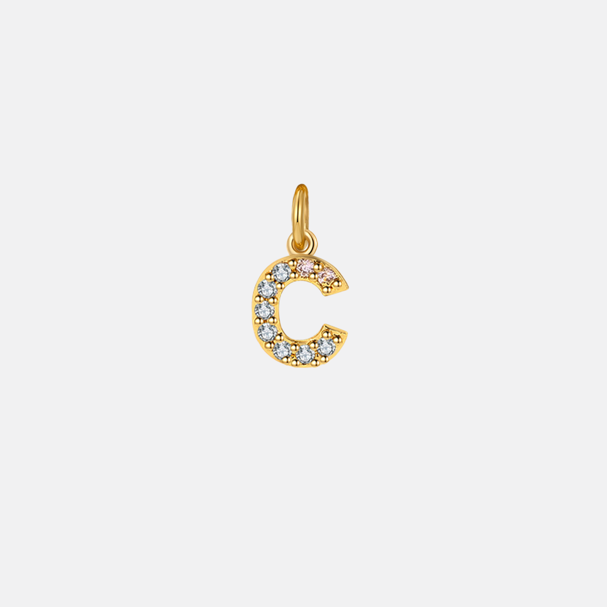 Dainty Pavé Initial Charm in 18-k-gold-over-sterling-silver, C by Seeyoura