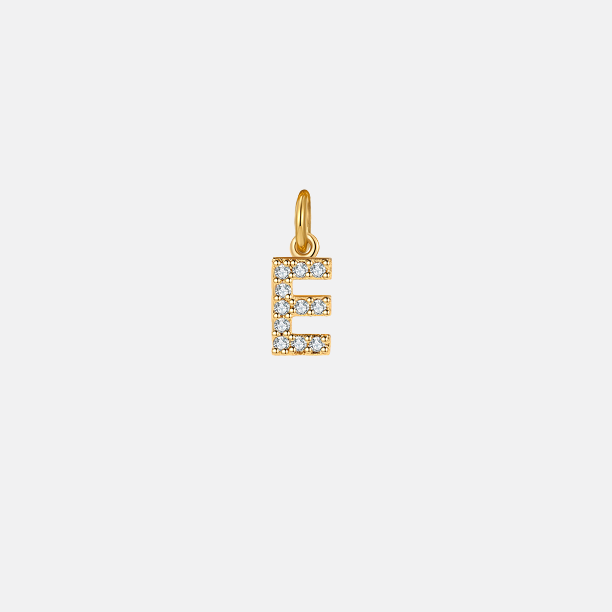Dainty Pavé Initial Charm in 18-k-gold-over-sterling-silver, E by Seeyoura
