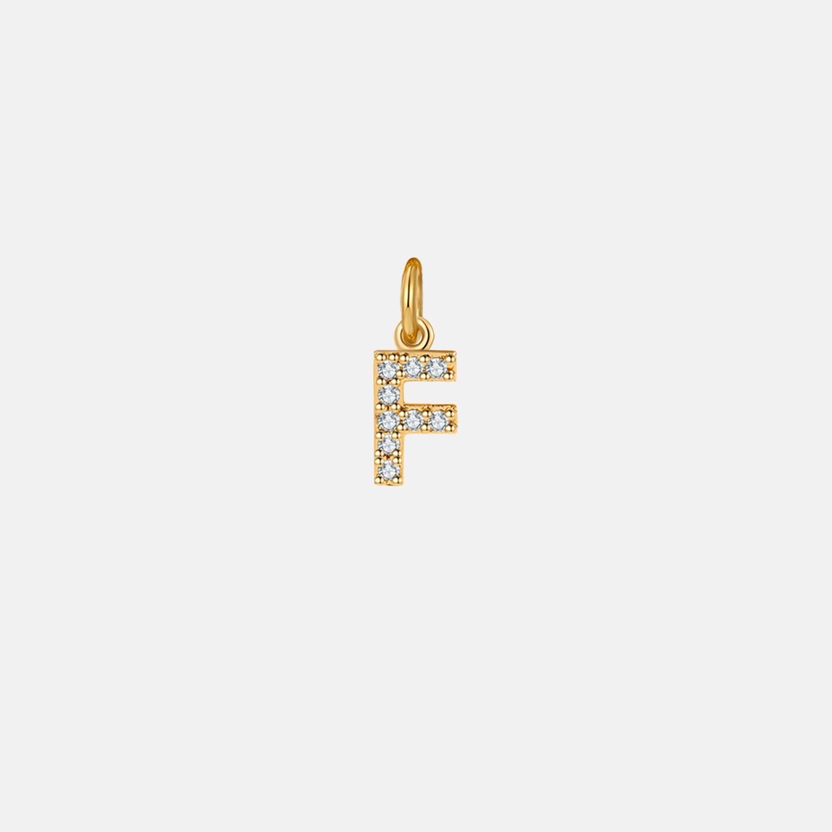 Dainty Pavé Initial Charm in 18-k-gold-over-sterling-silver, F by Seeyoura