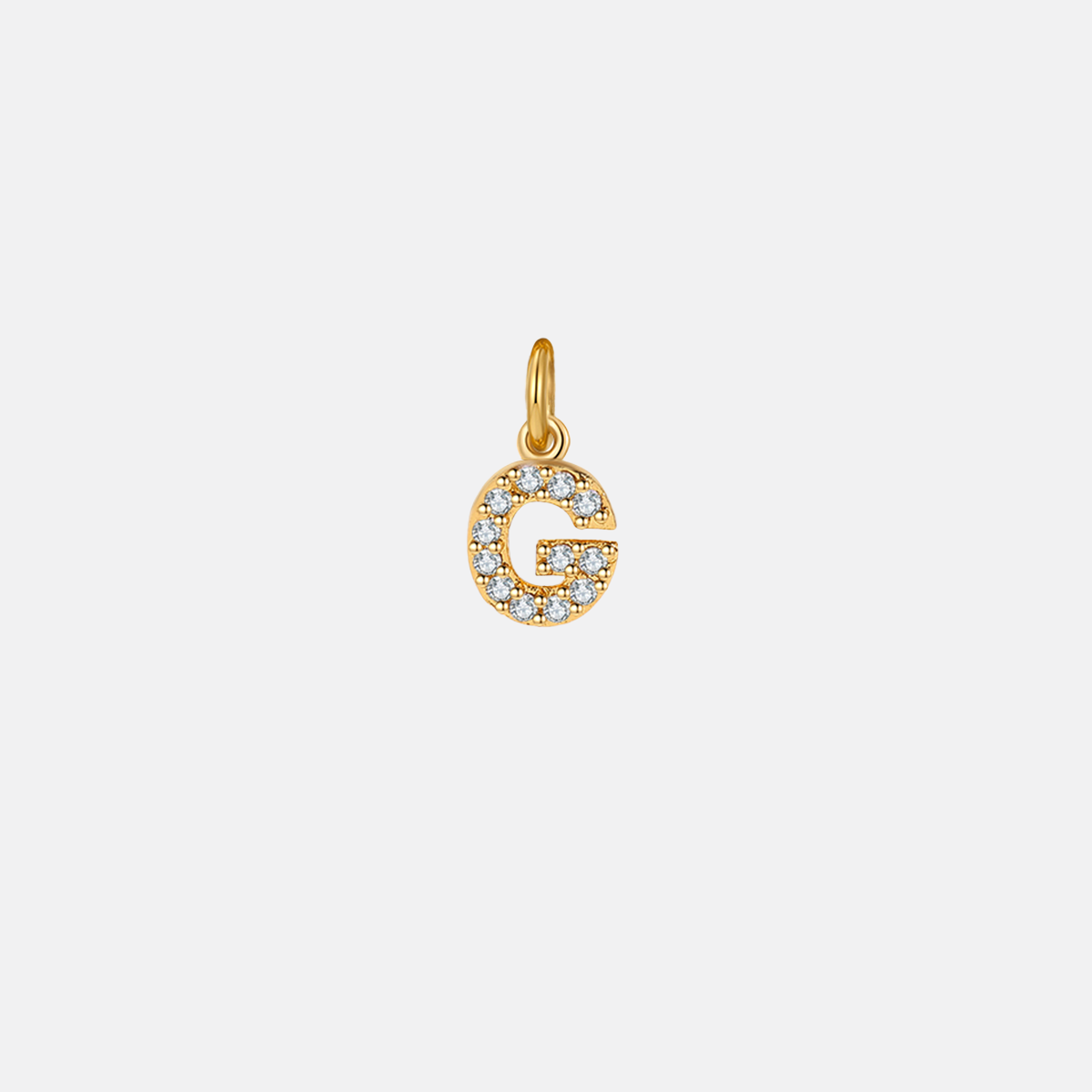 Dainty Pavé Initial Charm in 18-k-gold-over-sterling-silver, G by Seeyoura