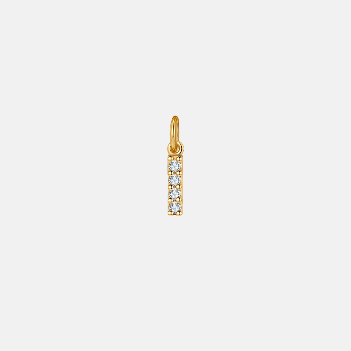 Dainty Pavé Initial Charm in 18-k-gold-over-sterling-silver, I by Seeyoura