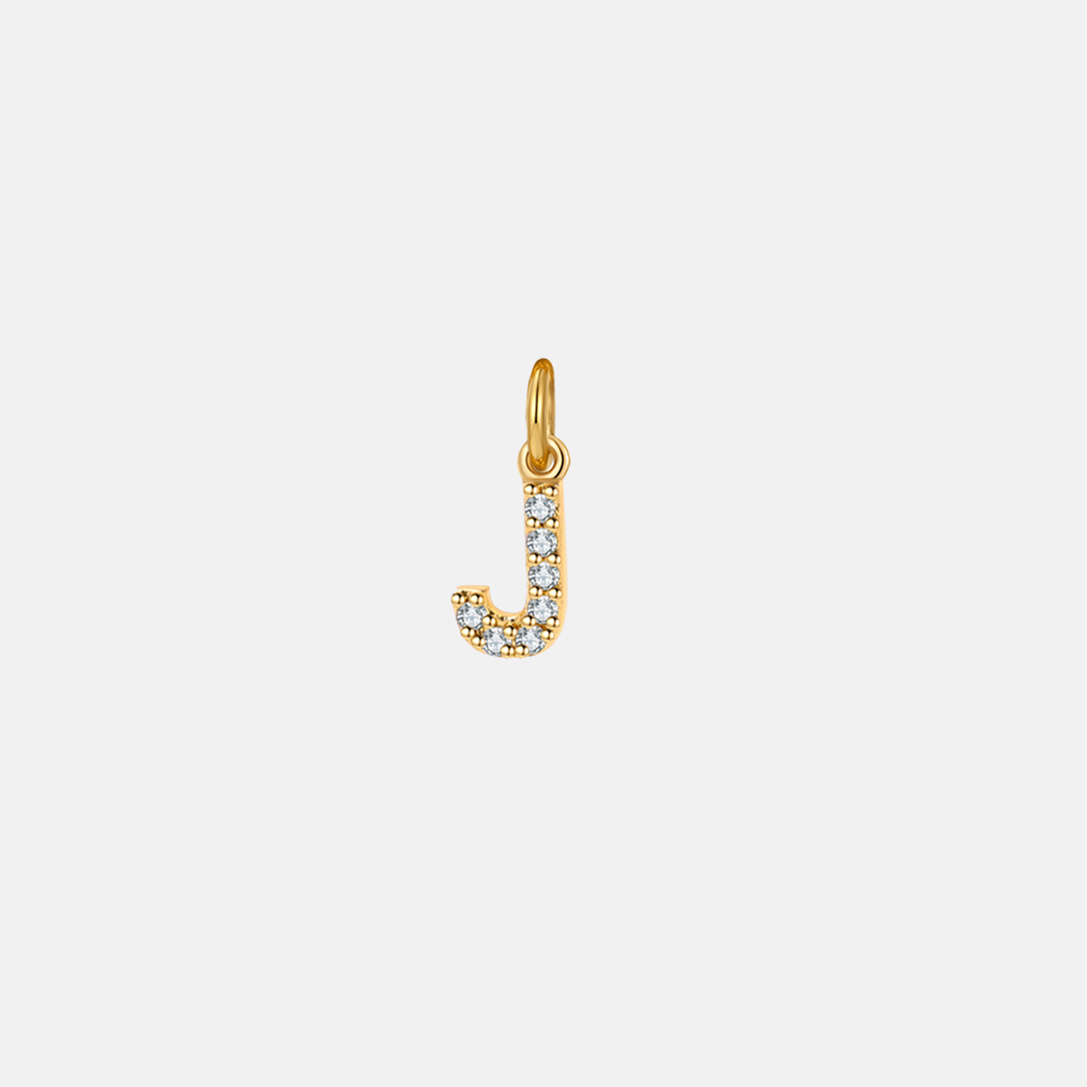 Dainty Pavé Initial Charm in 18-k-gold-over-sterling-silver, J by Seeyoura