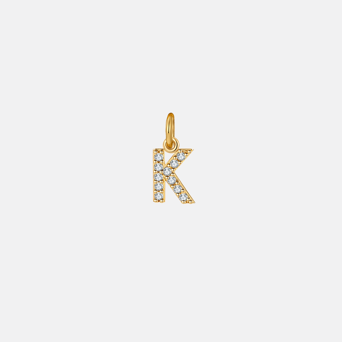 Dainty Pavé Initial Charm in 18-k-gold-over-sterling-silver, K by Seeyoura