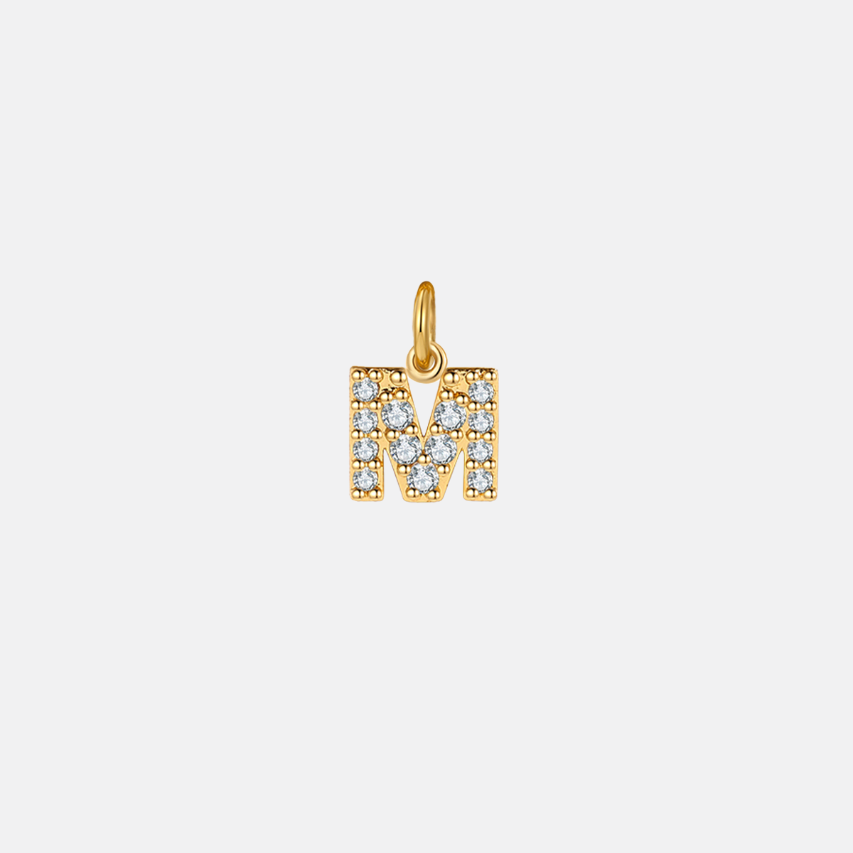 Dainty Pavé Initial Charm in 18-k-gold-over-sterling-silver, M by Seeyoura