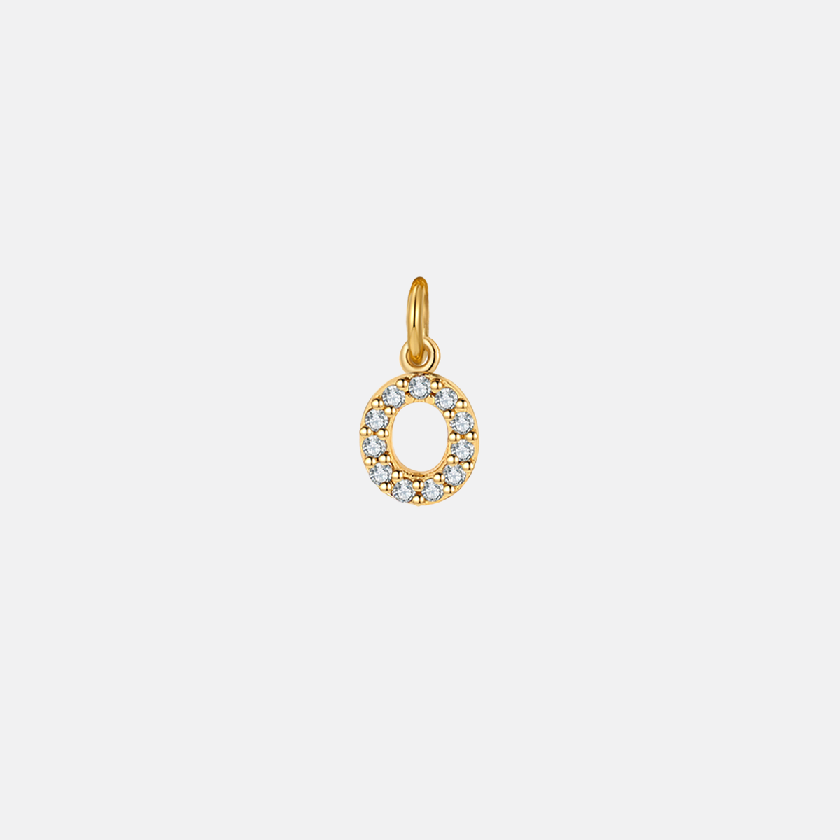 Dainty Pavé Initial Charm in 18-k-gold-over-sterling-silver, O by Seeyoura