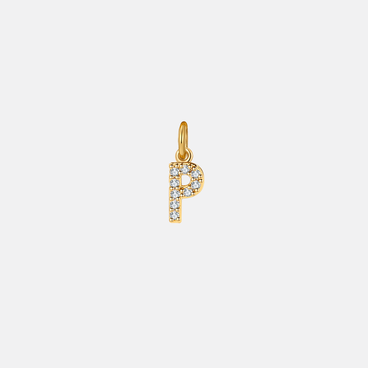 Dainty Pavé Initial Charm in 18-k-gold-over-sterling-silver, P by Seeyoura