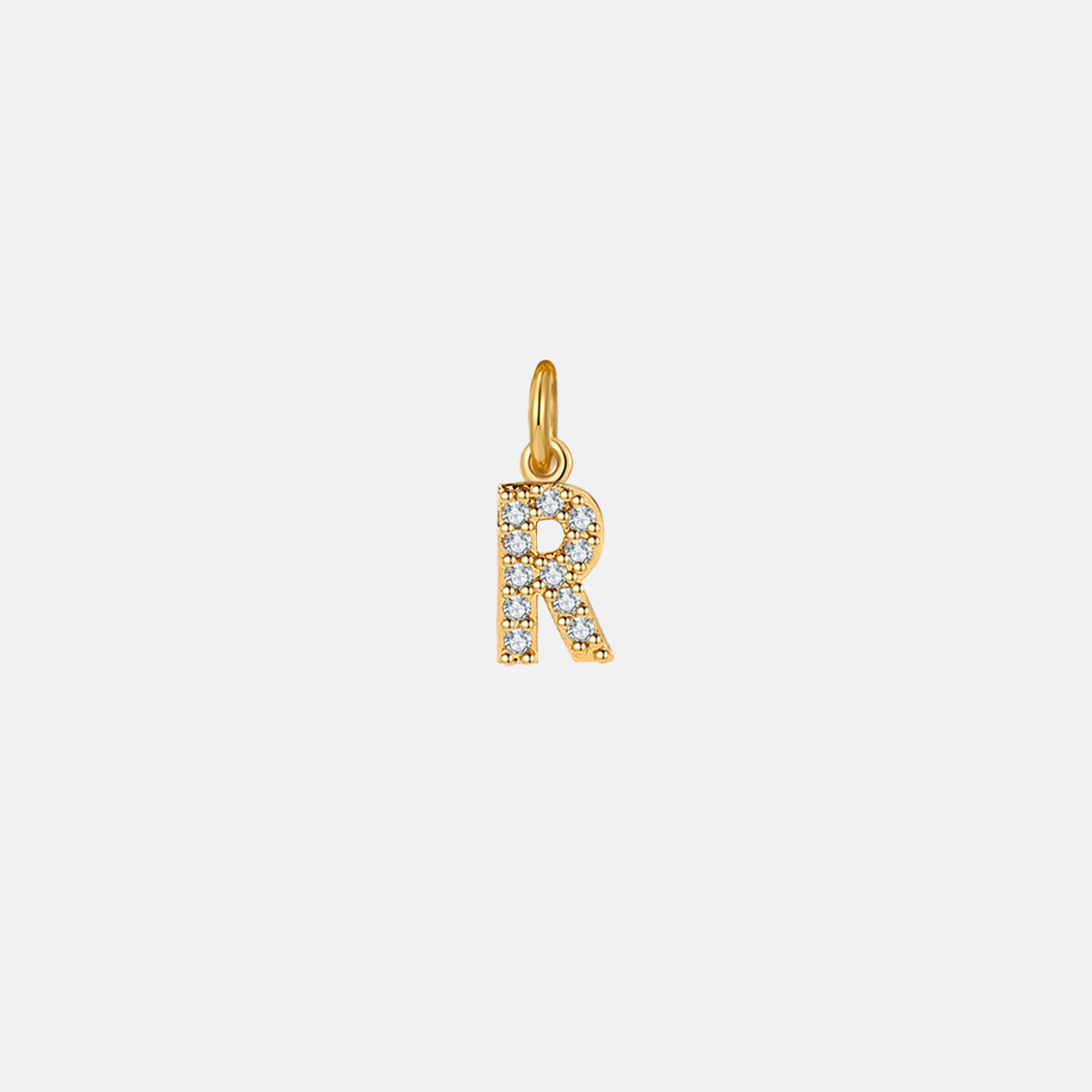 Dainty Pavé Initial Charm in 18-k-gold-over-sterling-silver, R by Seeyoura