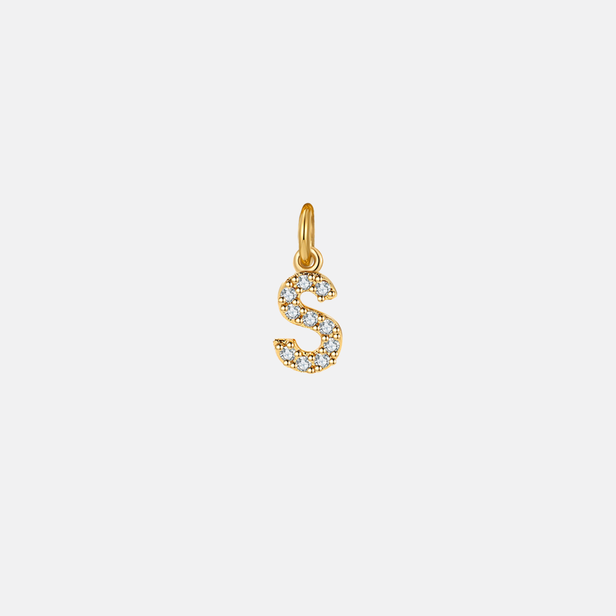 Dainty Pavé Initial Charm in 18-k-gold-over-sterling-silver, S by Seeyoura