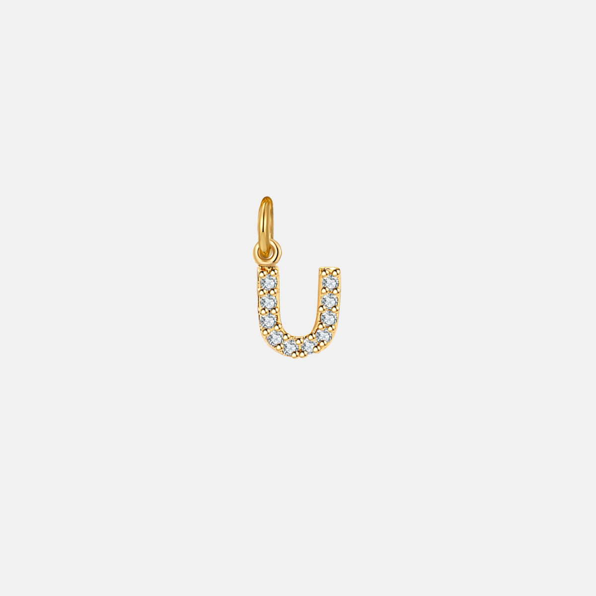 Dainty Pavé Initial Charm in 18-k-gold-over-sterling-silver, U by Seeyoura