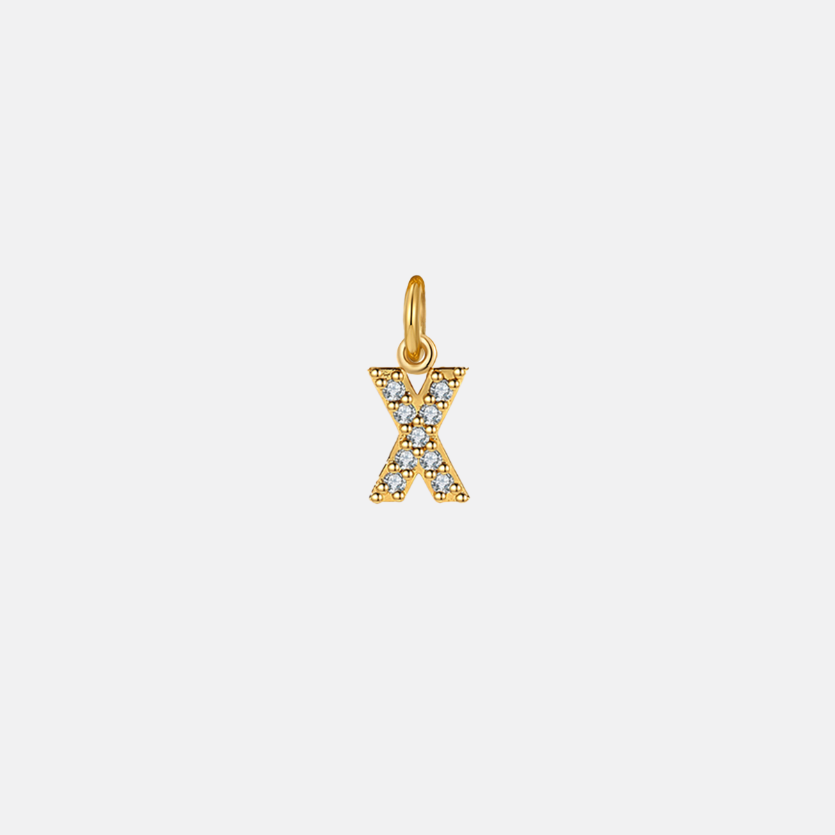 Dainty Pavé Initial Charm in 18-k-gold-over-sterling-silver, X by Seeyoura