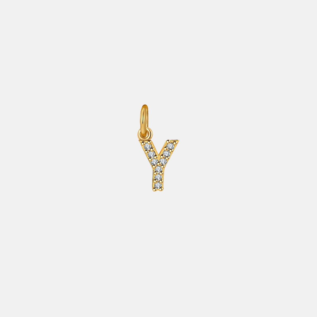 Dainty Pavé Initial Charm in 18-k-gold-over-sterling-silver, Y by Seeyoura