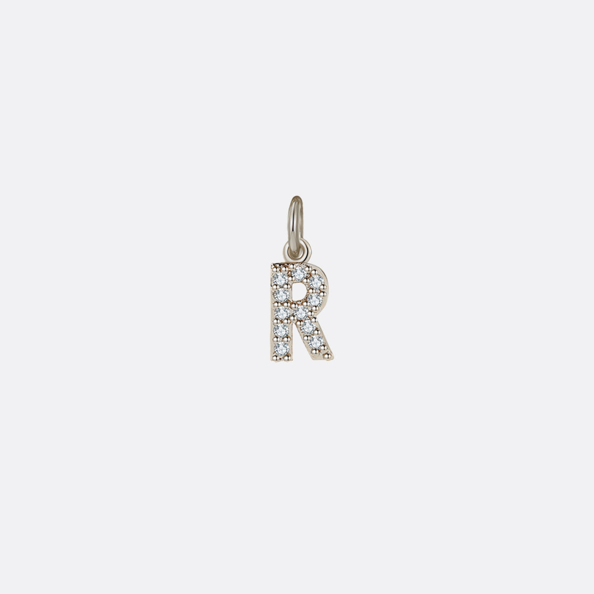 Dainty Pavé Initial Charm in 925-sterling-silver, R by Seeyoura