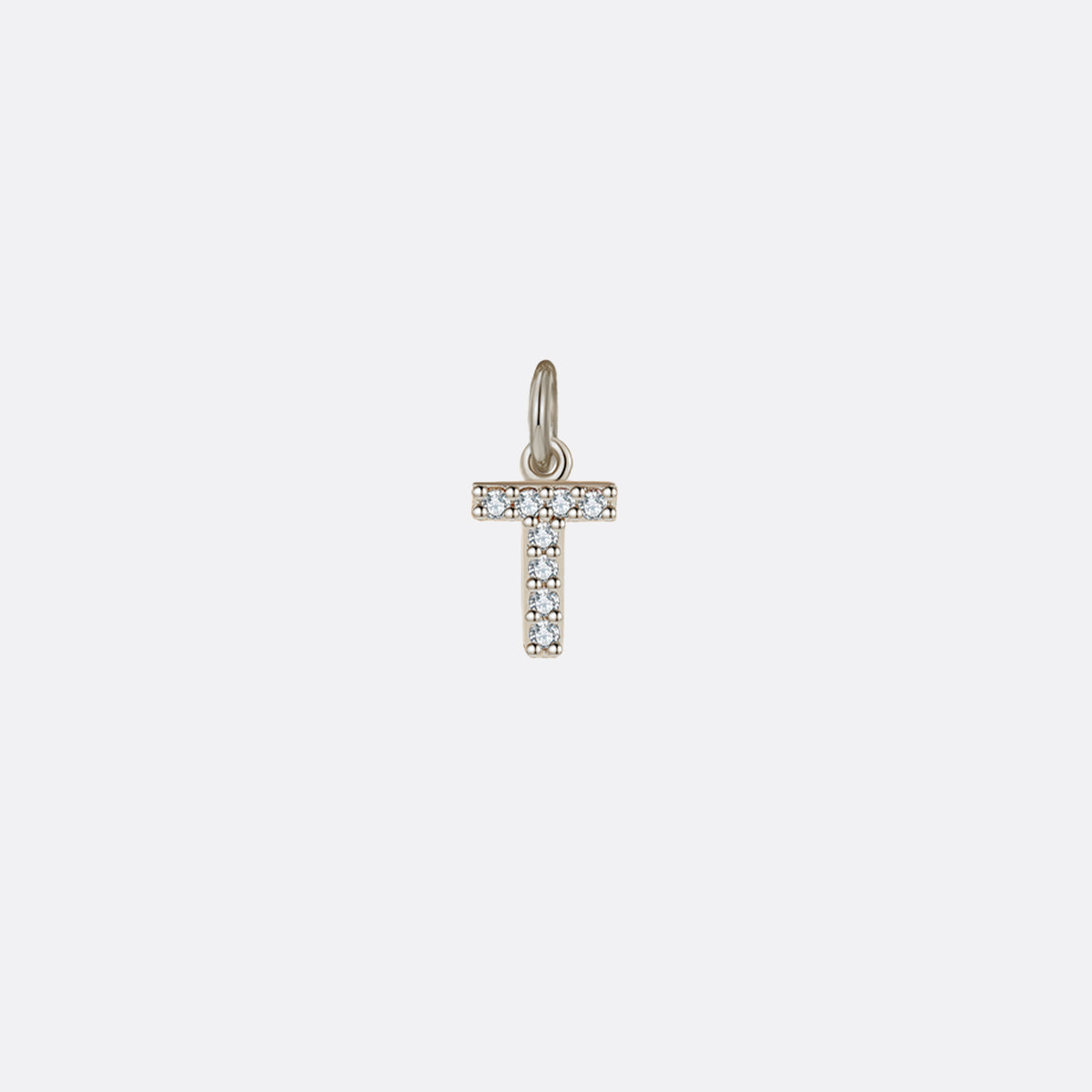 Dainty Pavé Initial Charm in 925-sterling-silver, T by Seeyoura