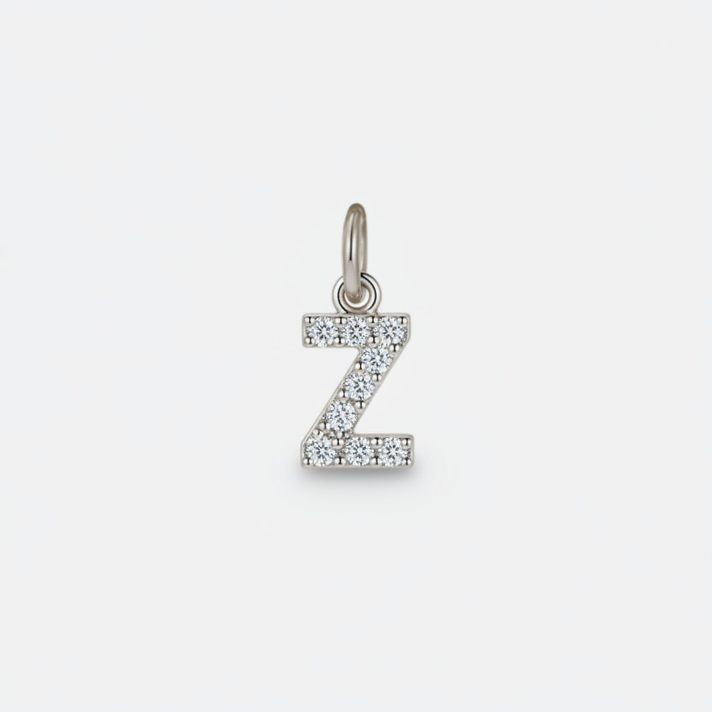 Dainty Pavé Initial Charm in 925-sterling-silver, Z by Seeyoura