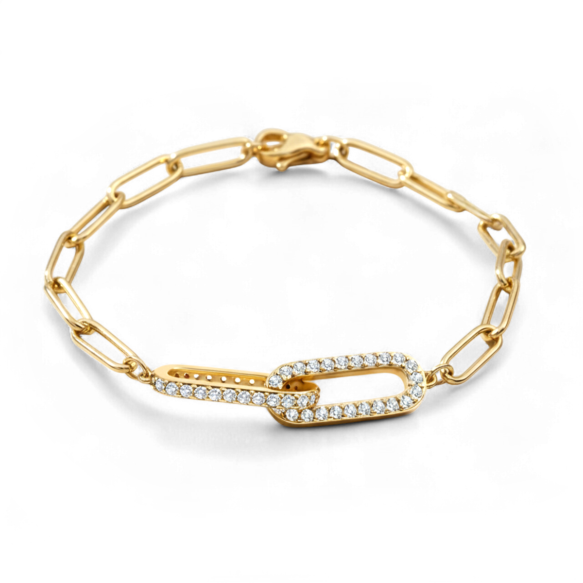Pave Paperclip Chain Bracelet in gold by Seeyoura