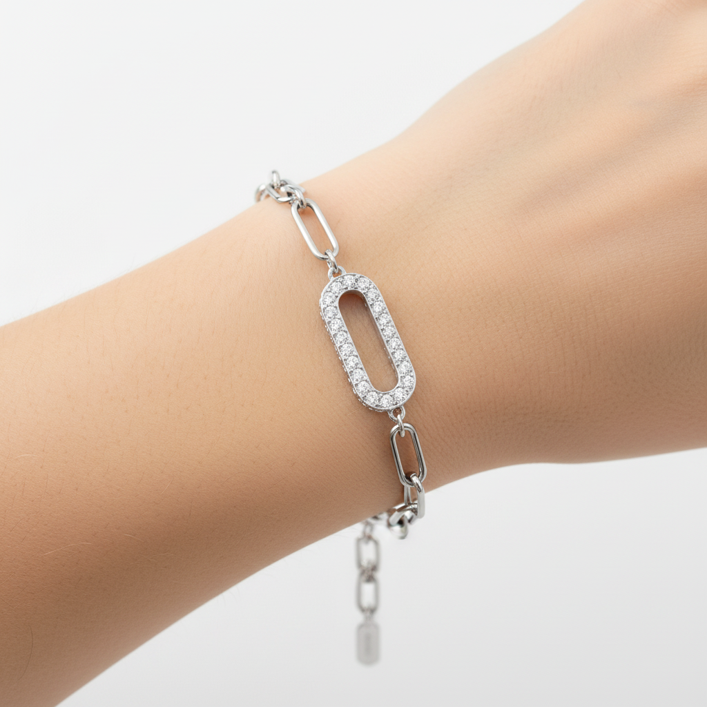 Pave Paperclip Chain Bracelet by Seeyoura