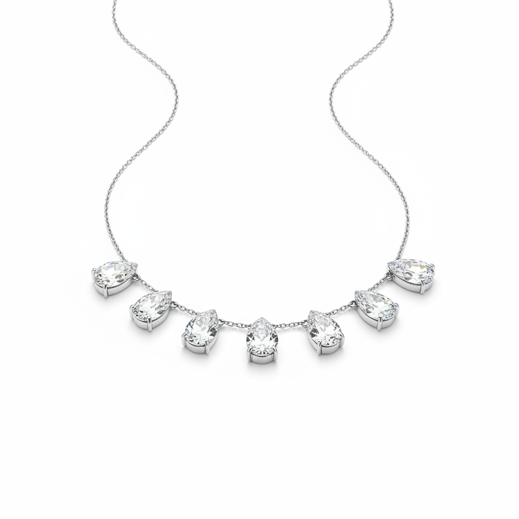 Pear Shape Station Necklace in 925 Sterling Silver by Seeyoura