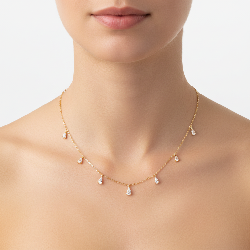 Pear Shape Station Necklace by Seeyoura