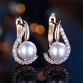 Pearl and Zirconia Drop Earrings for Women by Seeyoura