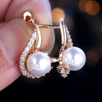 Pearl and Zirconia Drop Earrings for Women by Seeyoura
