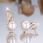 Pearl and Zirconia Drop Earrings for Women by Seeyoura