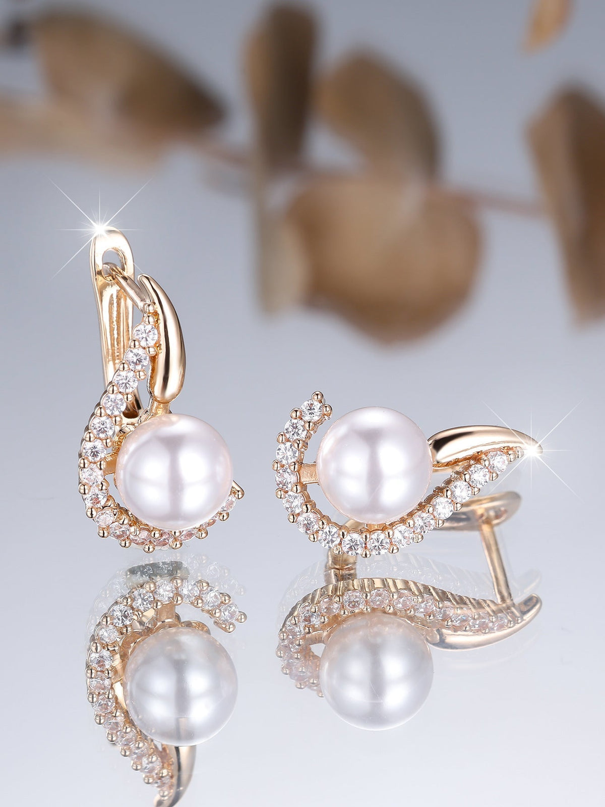 Pearl and Zirconia Drop Earrings for Women in Pearl Ear Clip by Seeyoura