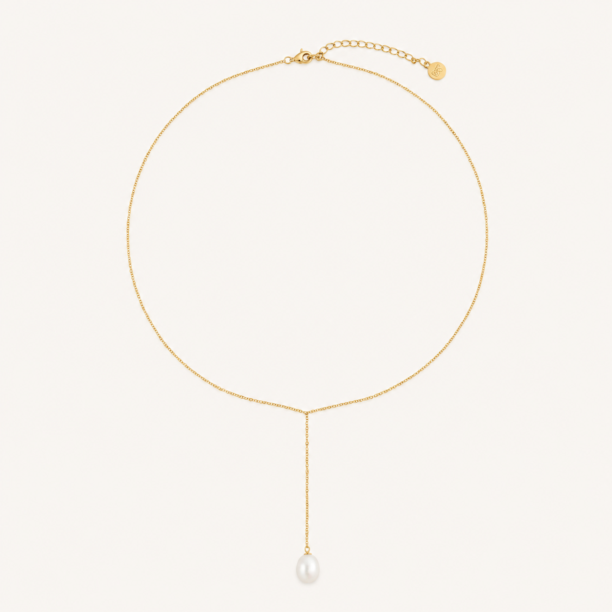 Pearl Lariat Necklace in 18k Gold Over Sterling Silver by Seeyoura