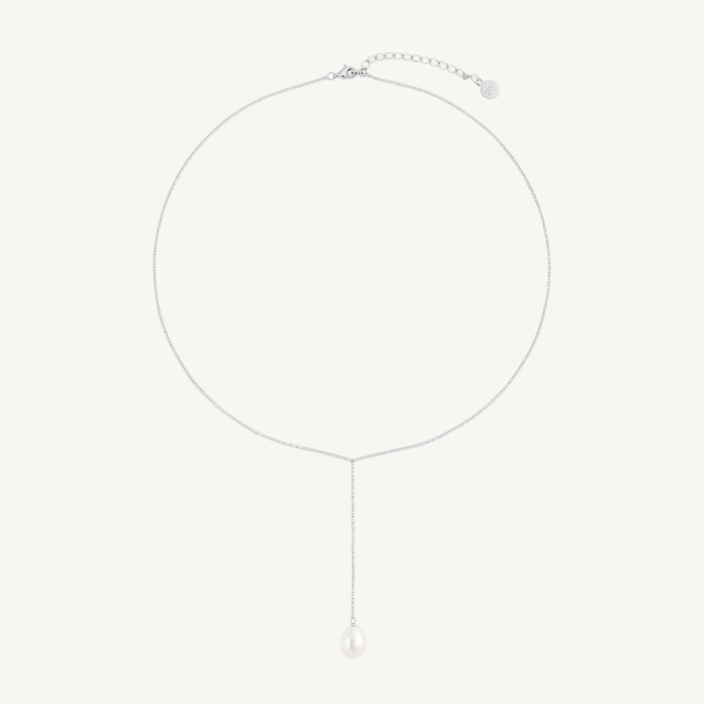 Pearl Lariat Necklace in 925 Sterling Silver by Seeyoura