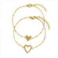Perfect Fit Heart Bracelet Set in Gold, 7"+1" by Seeyoura