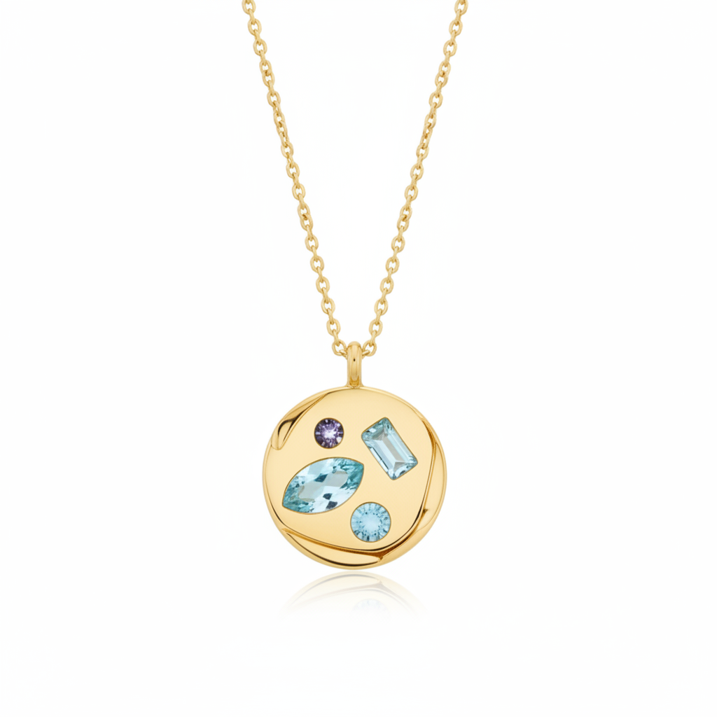 Birthday Pendant Necklace in march-aquamarine by Seeyoura