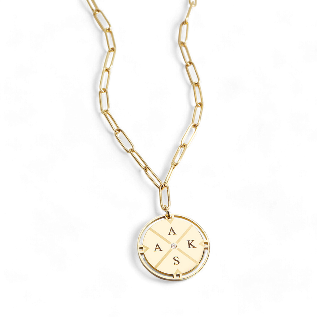 Personalized Compass Pendant Necklace in gold by Seeyoura
