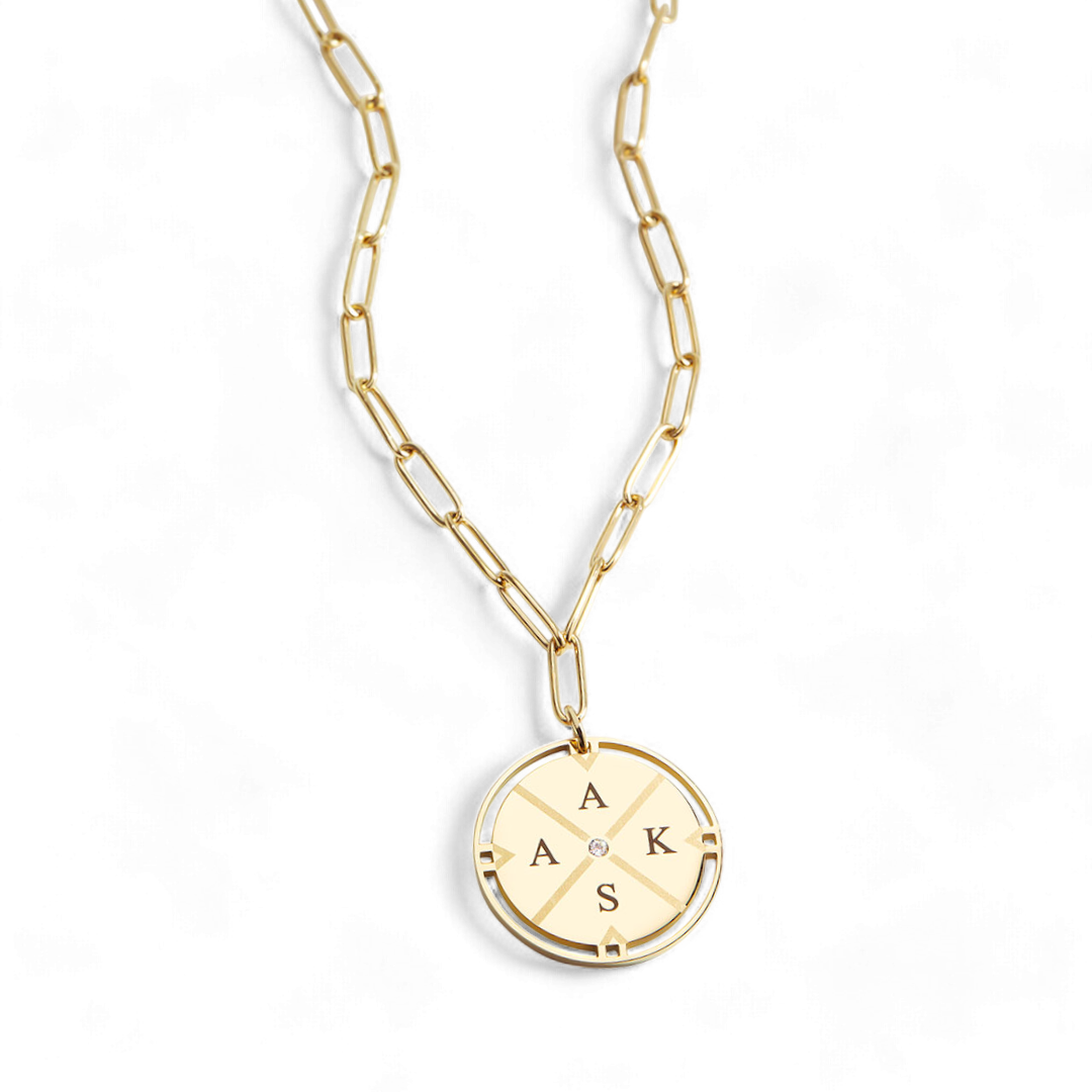 Personalized Compass Pendant Necklace in gold by Seeyoura