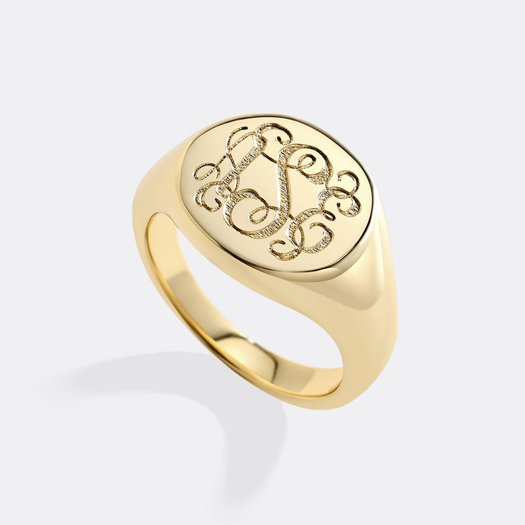 Monogram Signet Ring in 18-k-gold-over-sterling-silver by Seeyoura