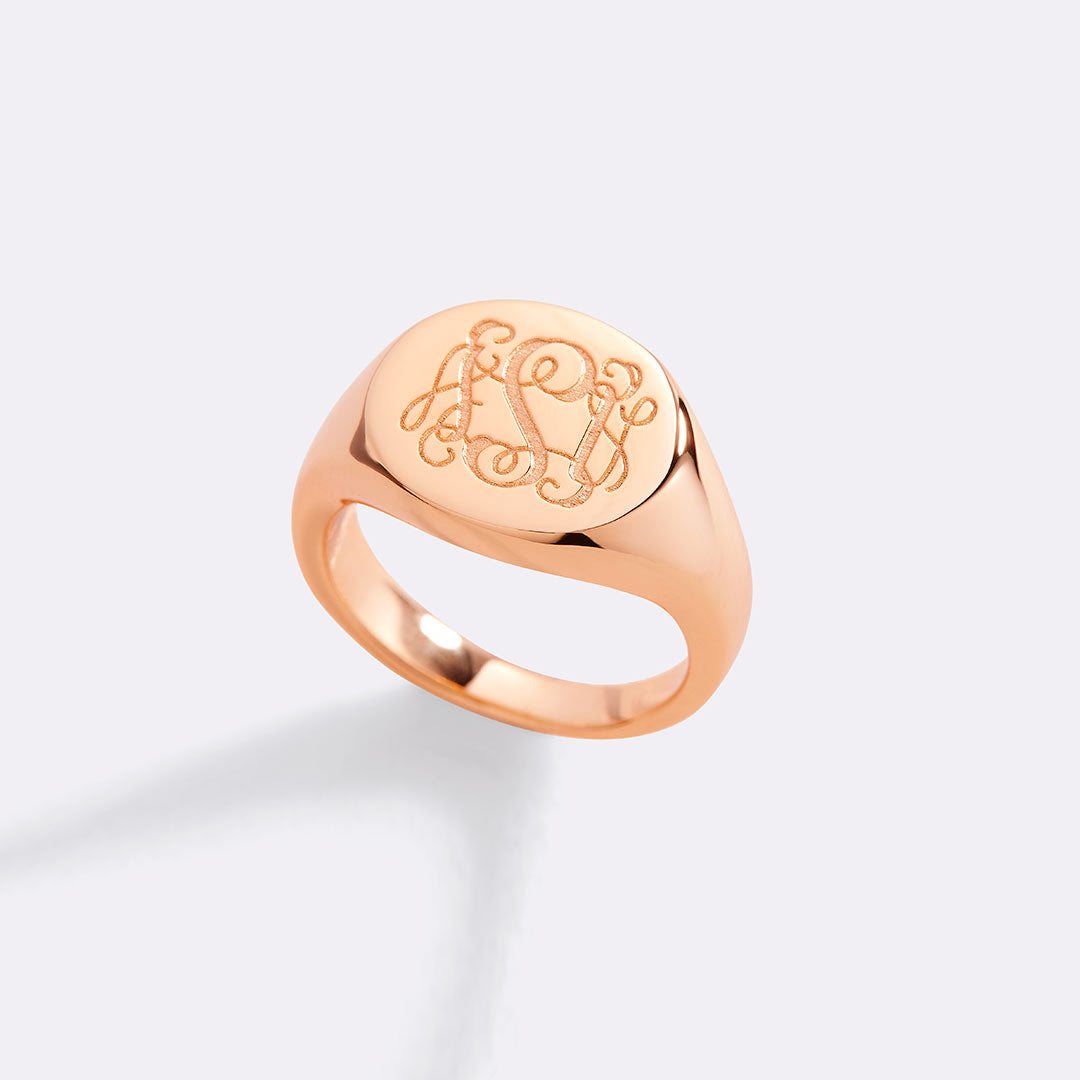 Monogram Signet Ring in 18-k-rose-gold-over-sterling-silver by Seeyoura